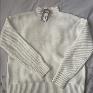 Eddie Bauer Cream Ribbed Knit Sweater